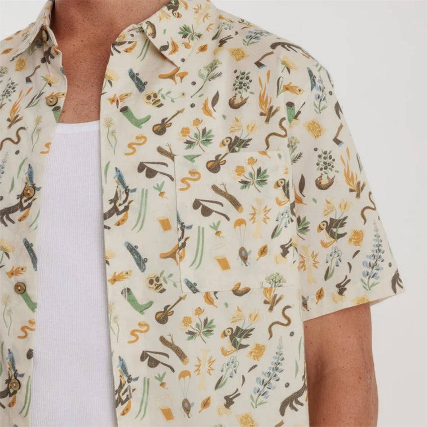 Roark Roark Men's Journey Short Sleeve Woven - Bendik Almond Paste Bendik Almond Paste S Mens Button Up Short Sleeve Shirts