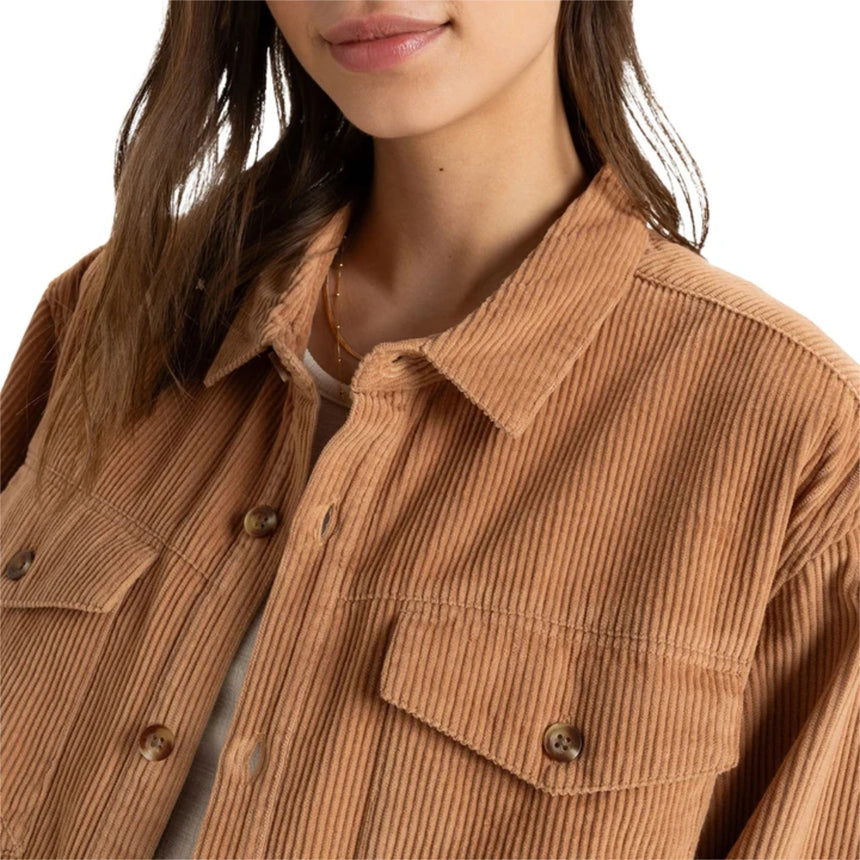 Roxy Roxy Women's Let It Corduroy Shirt Camel XS Womens Long Sleeve Shirts