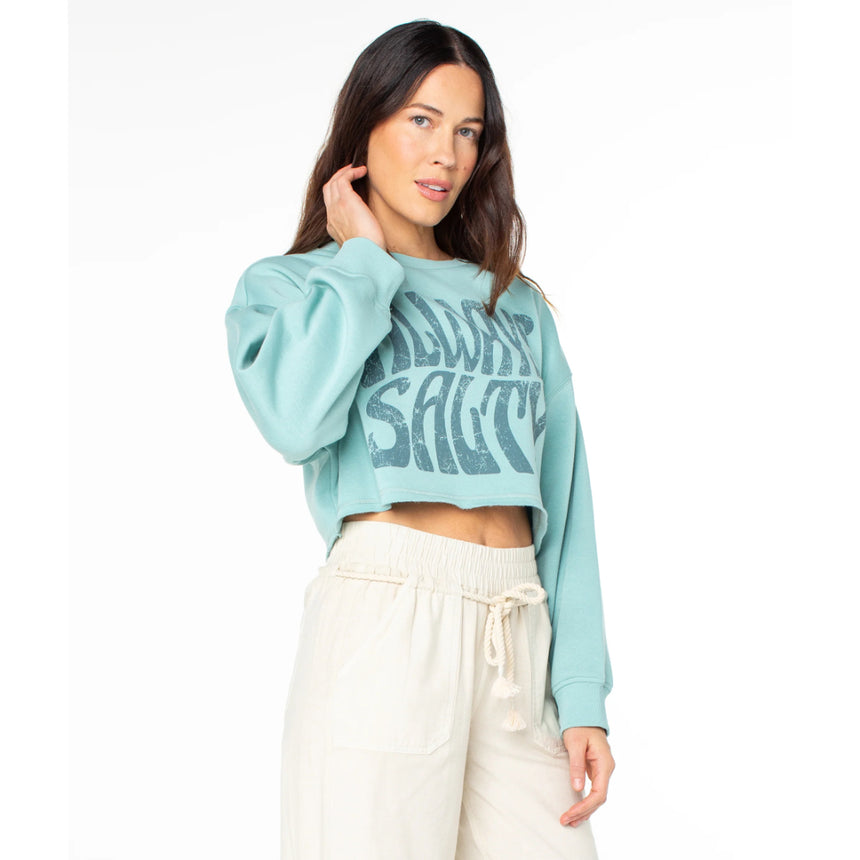 Roxy Roxy Women's Morning Hike Crop Hoodie Aquifer Solid S Womens Pull Over Hoodies