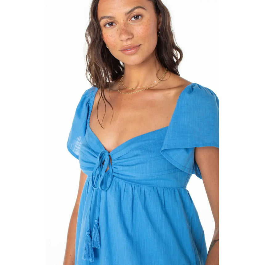 Roxy Roxy Women's Salty Breeze Mini Dress - Azure Blue Azure Blue Solid S Womens Dresses