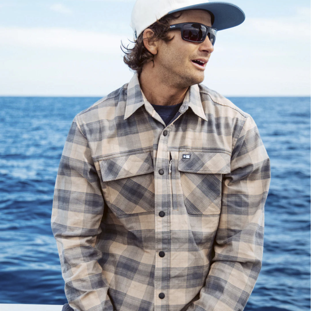 Salty Crew Salty Crew Men's Fathom LS Flannel Khaki M Mens Button Up Long Sleeve Shirts