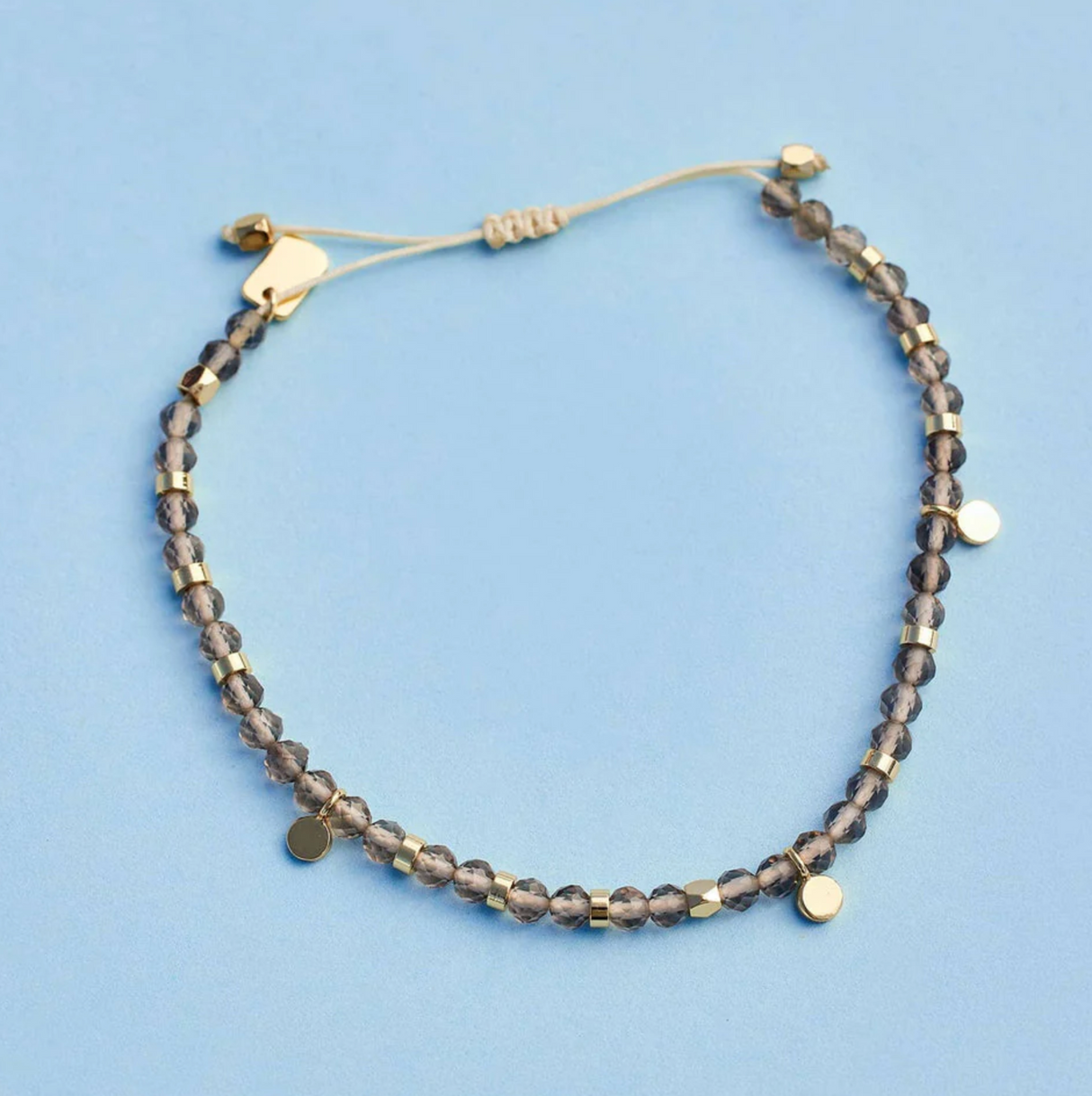 Pura Vida Smokey Quartz Beaded String Bracelet