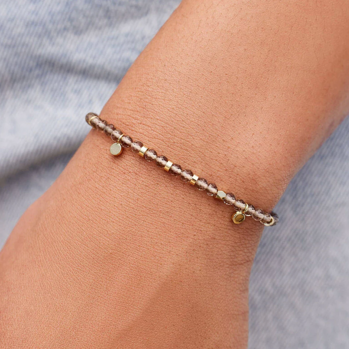 Pura Vida Smokey Quartz Beaded String Bracelet