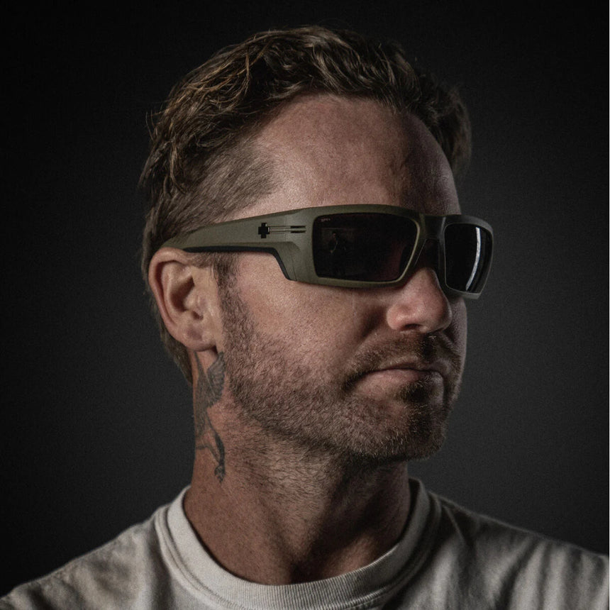 Spy Spy Rebar Men's Sunglasses - SE ANSI RX Matte Olive - Happy Gray Mens Sunglasses Lifestyle