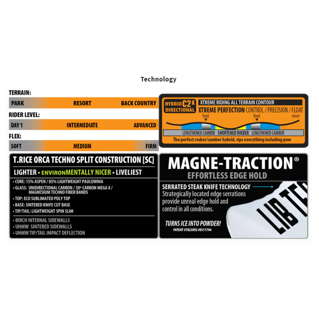 Tabla de snowboard para hombre Lib Tech Orca Techno Split 2025, 156