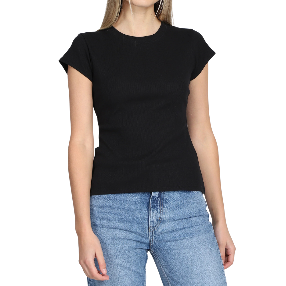 Camiseta ajustada acanalada morena