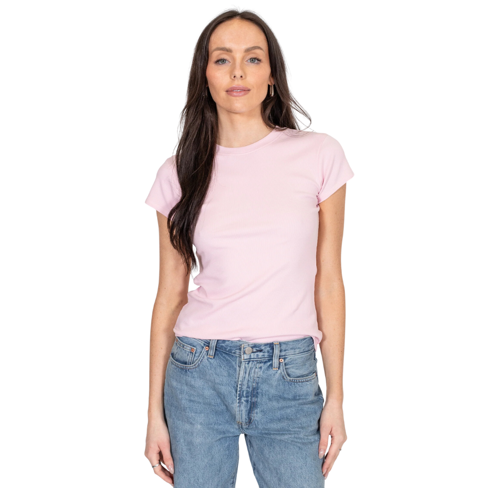 Camiseta ajustada acanalada morena