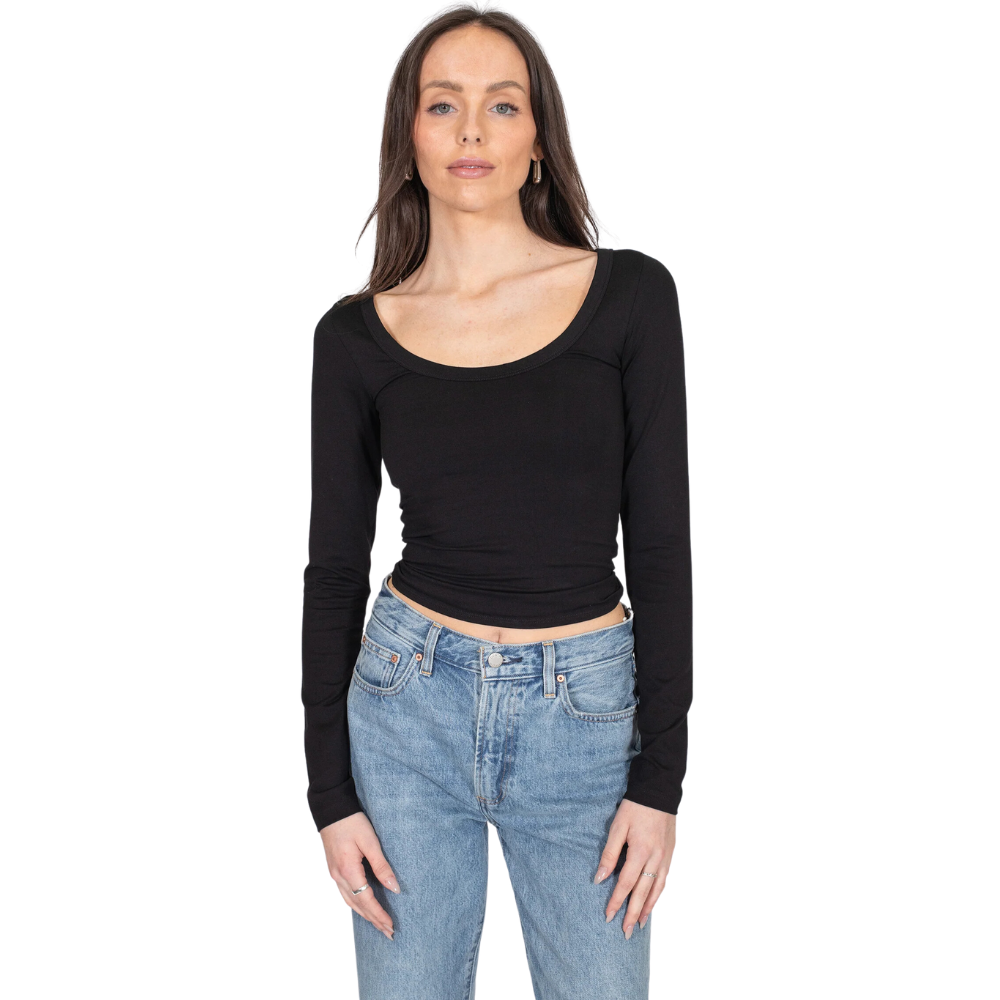 Brunette Scoop Neck LS Tee