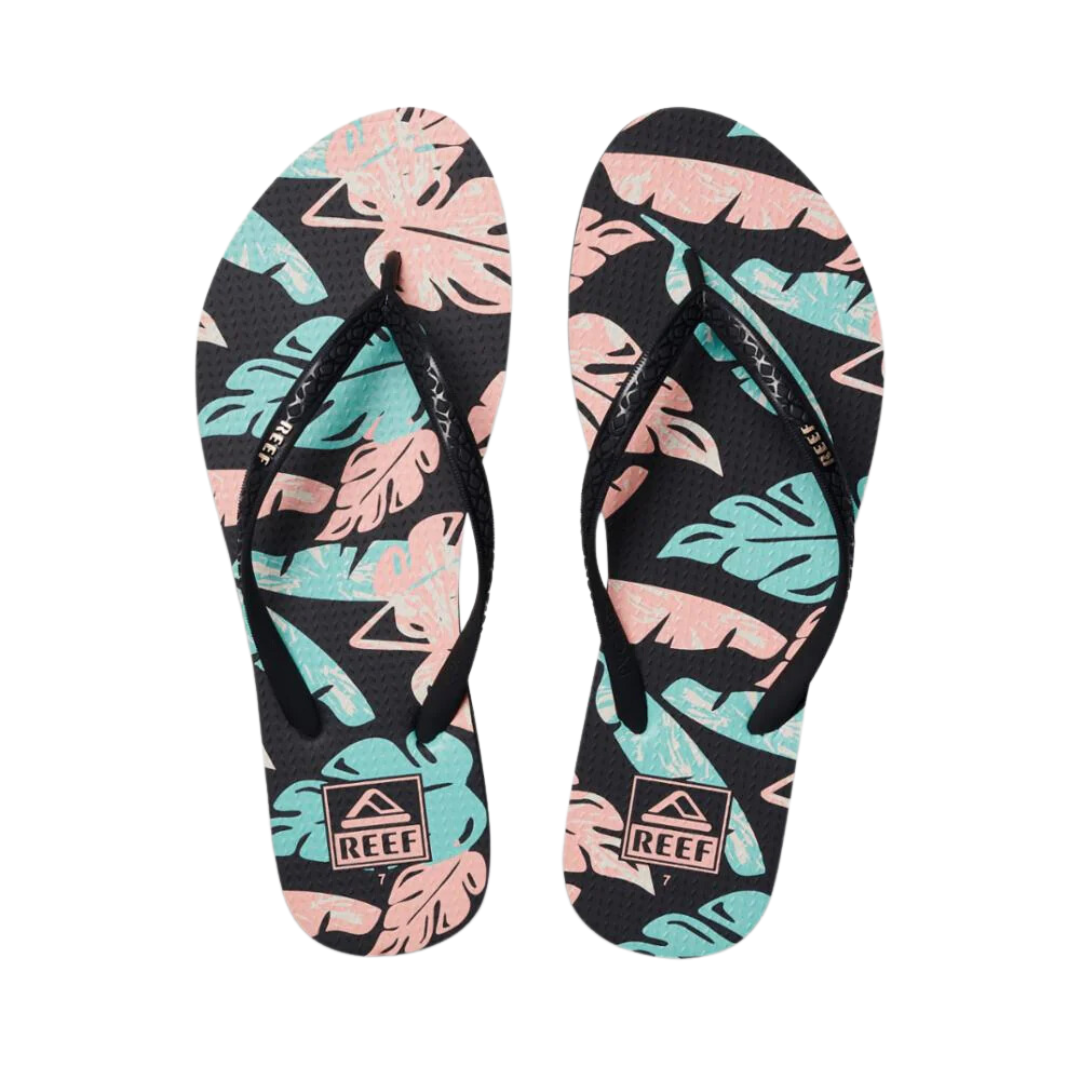 Reef Womens Seaside Prints Sandals - Neon Monstera