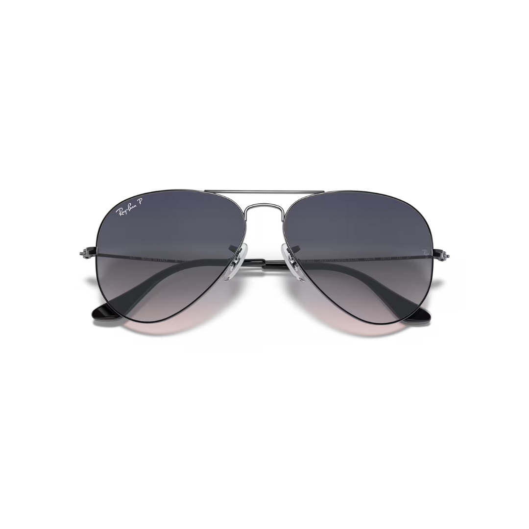 Ray Ban Aviator Classic Large - Metal Gunmetal, Blue Gradient Grey