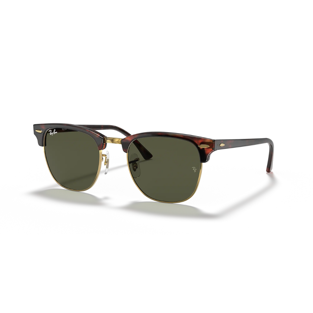 Ray Ban Clubmaster - Men's Sunglasses - Mock Tortoise Arista, G-15 Green