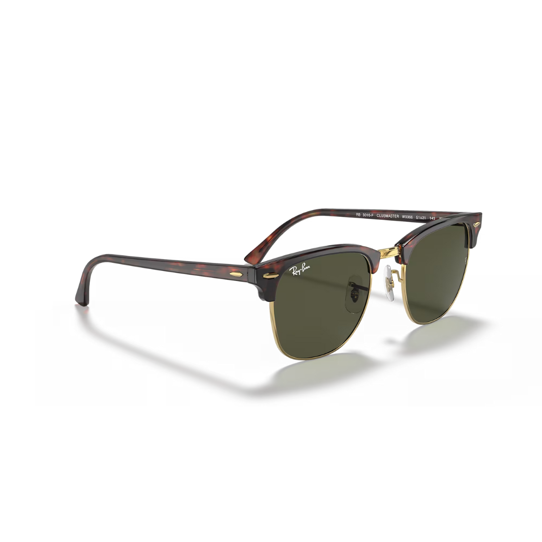 Ray Ban Clubmaster - Men's Sunglasses - Mock Tortoise Arista, G-15 Green