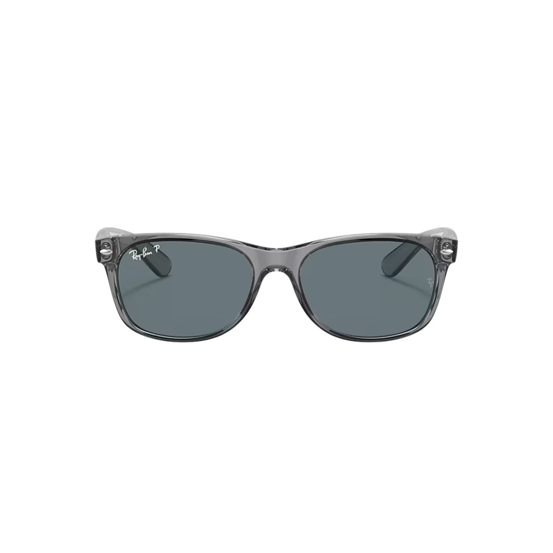 Ray Ban Men's New Wayfarer Sunglasses- Transparent Grey, Polar Dark Blue