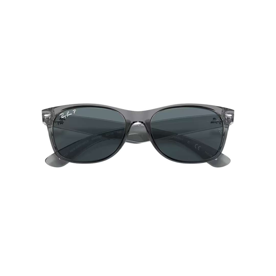 Ray Ban Men's New Wayfarer Sunglasses- Transparent Grey, Polar Dark Blue