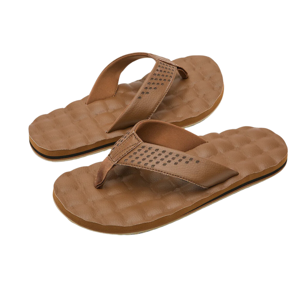 Sandalias reclinables de cuero Volcom para hombre - Marrón