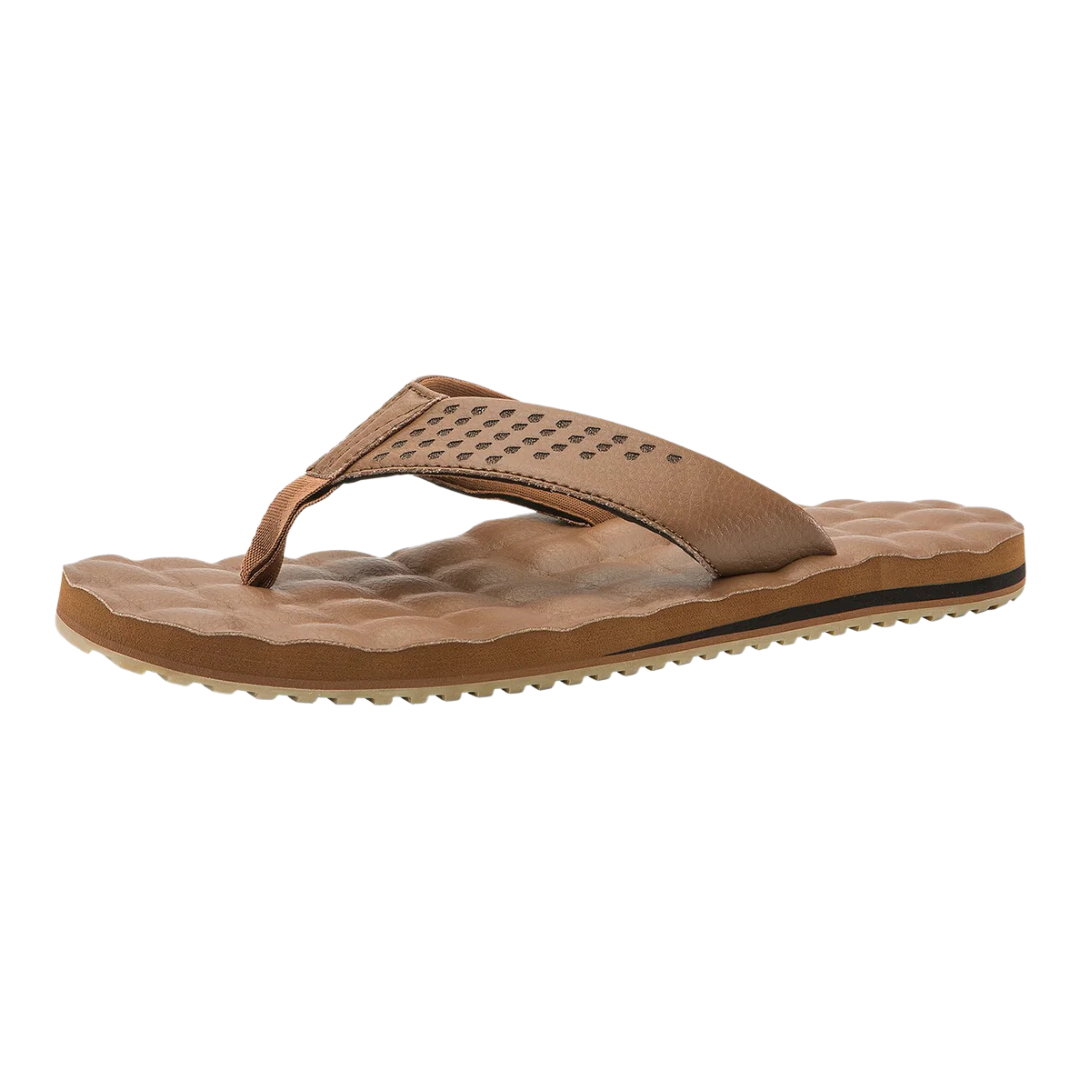 Sandalias reclinables de cuero Volcom para hombre - Marrón