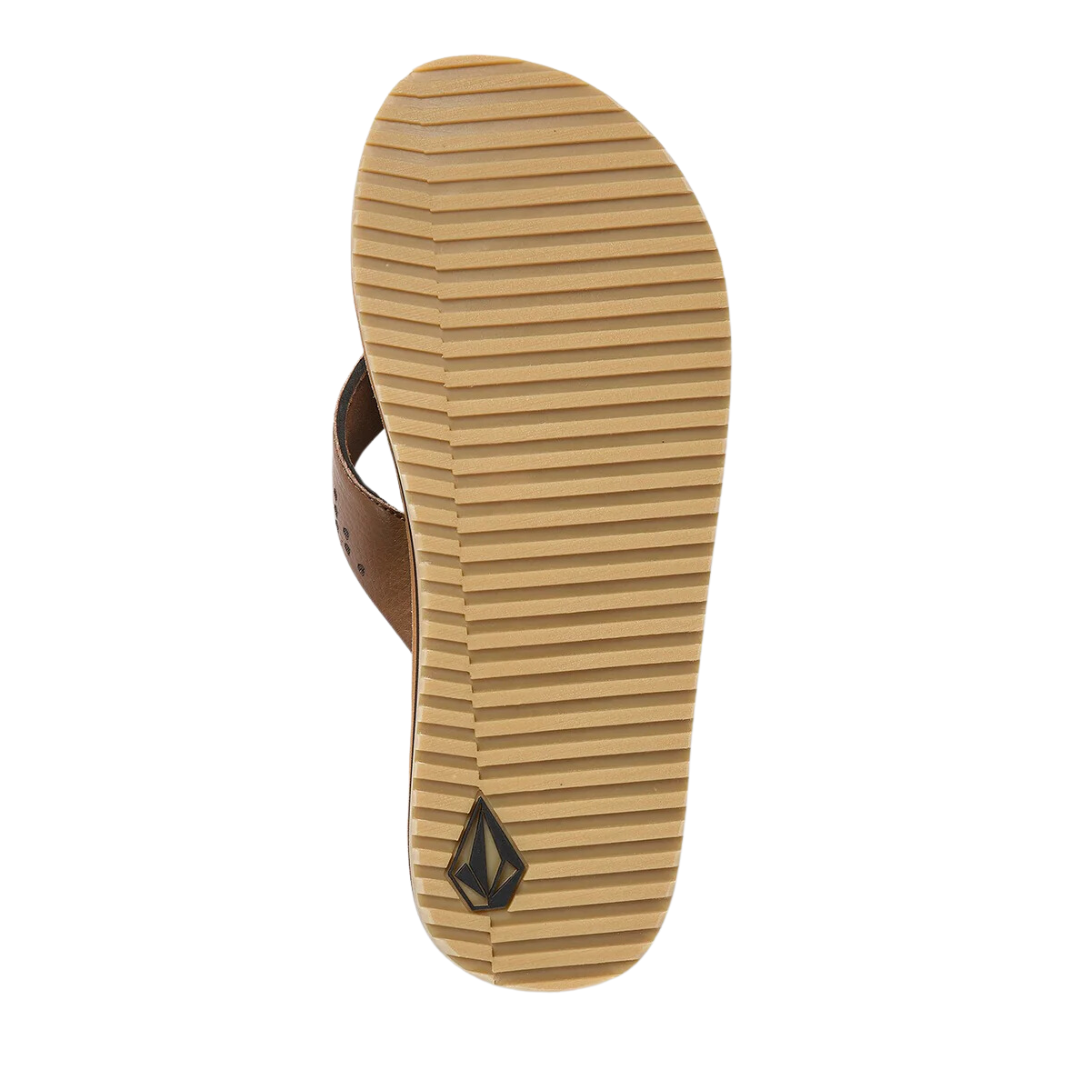 Sandalias reclinables de cuero Volcom para hombre - Marrón