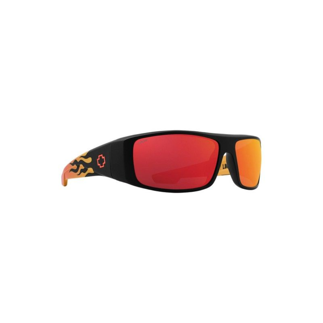 Spy Boo Johnson Logan Sunglasses -  Matte Black Orange Flames Happy Gray Green Red Mirror