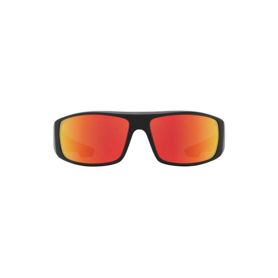 Spy Boo Johnson Logan Sunglasses -  Matte Black Orange Flames Happy Gray Green Red Mirror