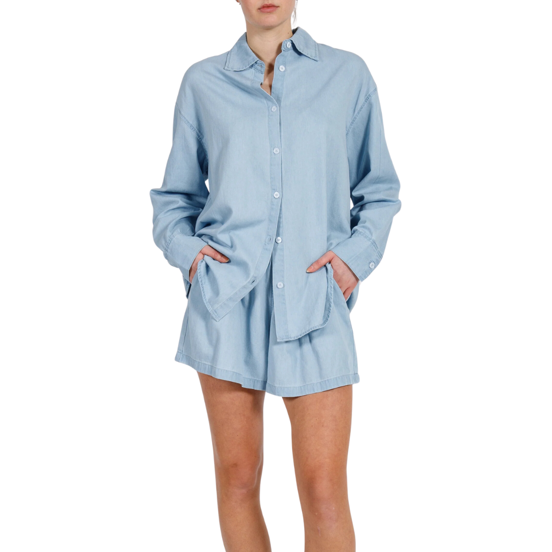 Brunette Women's Chambray Denim Button Up Shirt