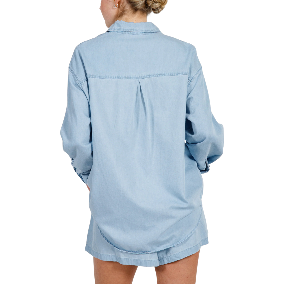 Brunette Women's Chambray Denim Button Up Shirt