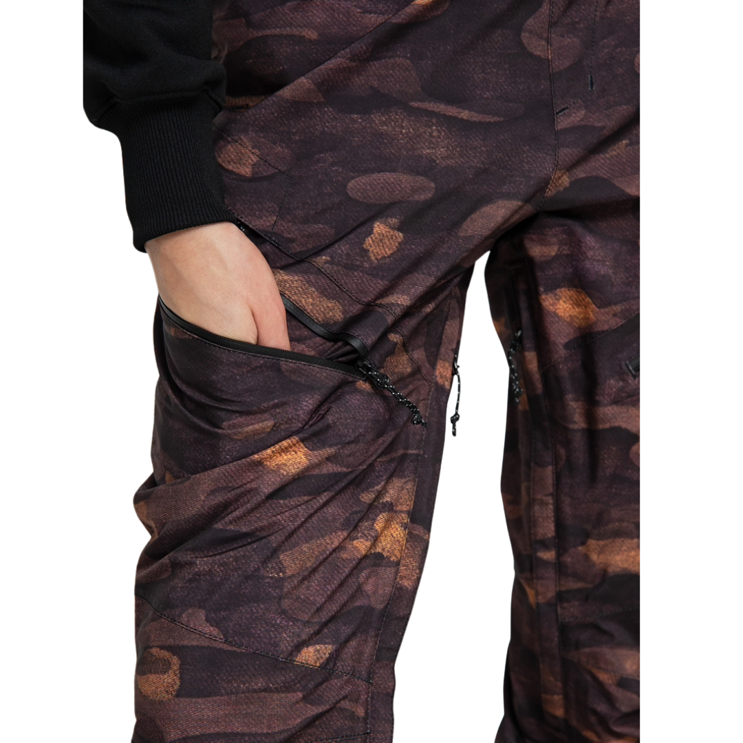 Pantalones de nieve con tirantes Volcom Elm Stretch Gore-Tex para mujer - Camuflaje crepuscular