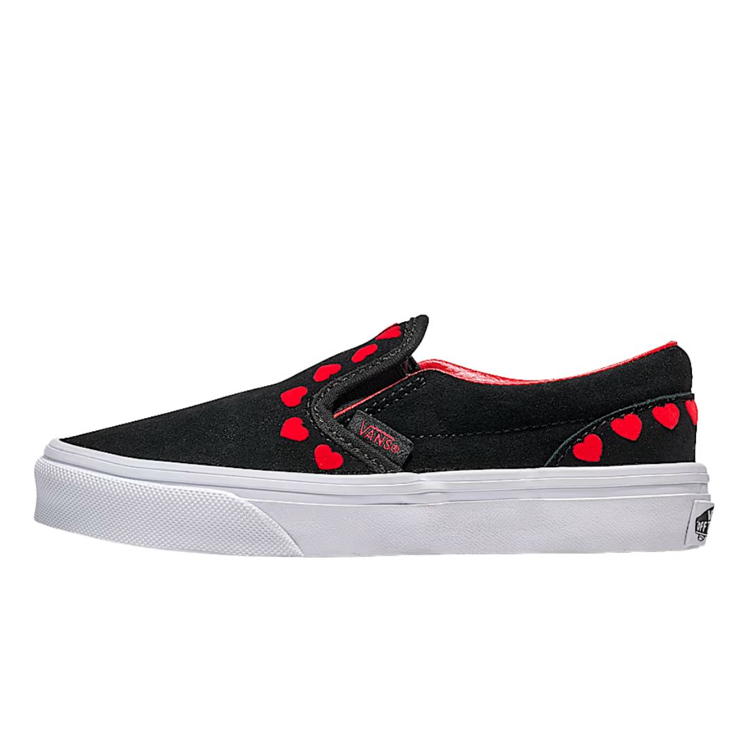 Zapatillas Vans Classic Slip-On para niños - Corazones Negro/Rojo
