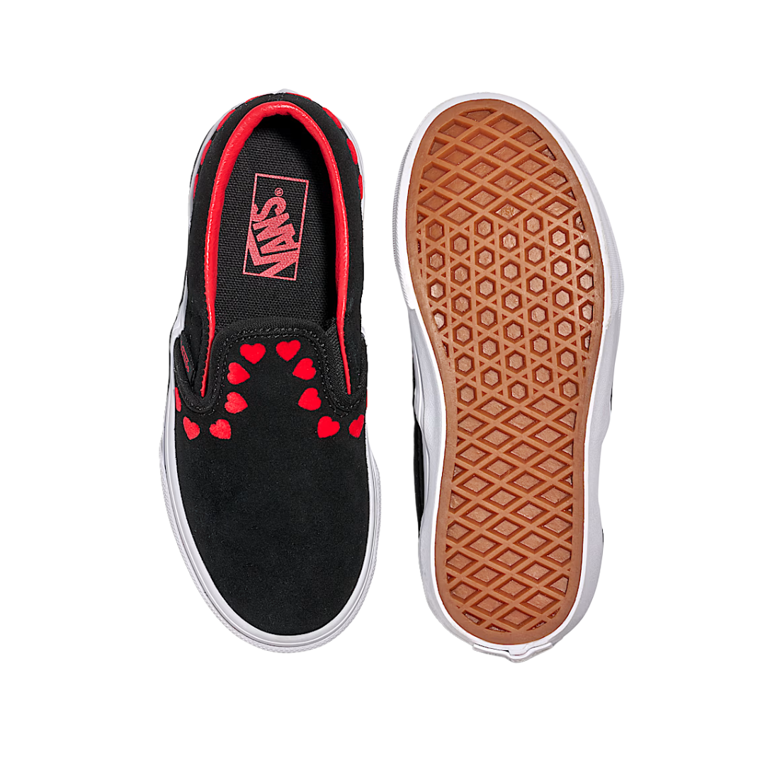 Zapatillas Vans Classic Slip-On para niños - Corazones Negro/Rojo