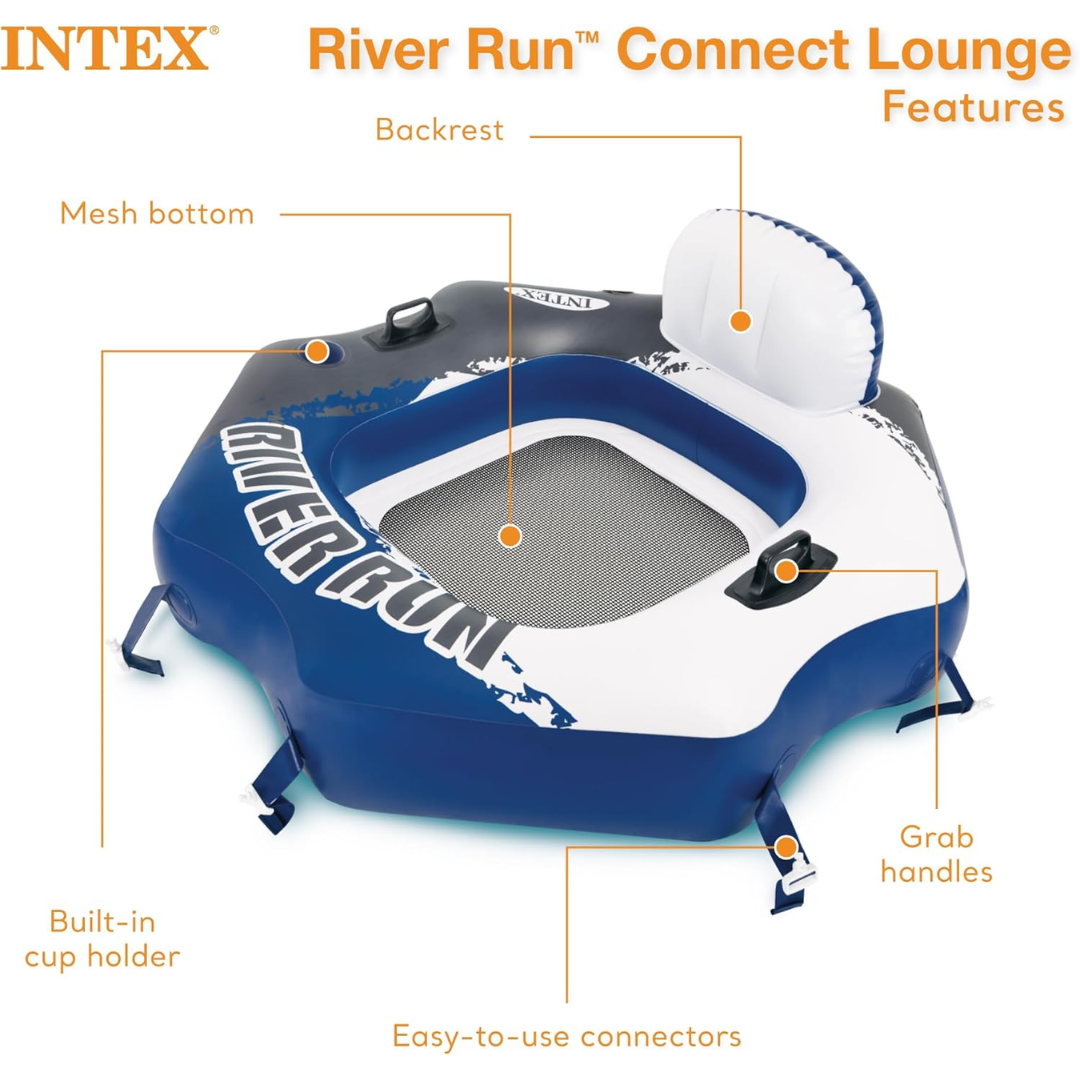 Intex River Run Connect Inflatable Floating Lake Lounge