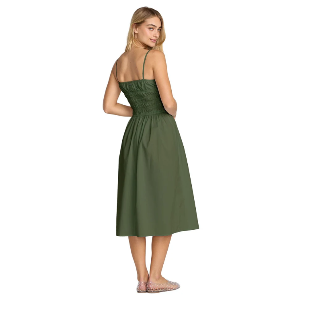 RVCA RVCA Women's Raya Midi Dress - Olive Olive S Womens Short Dresses