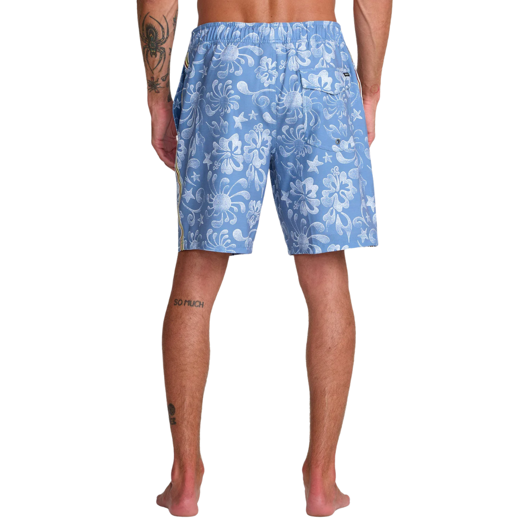 RVCA RVCA Men's Local Aloha Elastic 19 Shorts Light Blue S Mens Elastic Swim Trunks