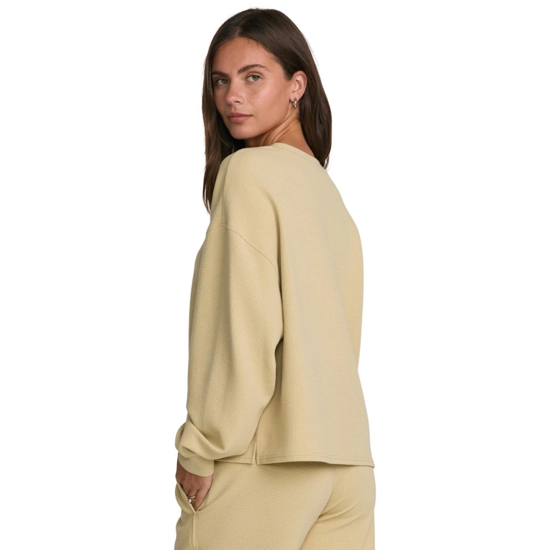 RVCA RVCA Women's Glory Waffle Pullover Crew - Vintage Khaki Vintage Khaki S Womens Pull Over Hoodies