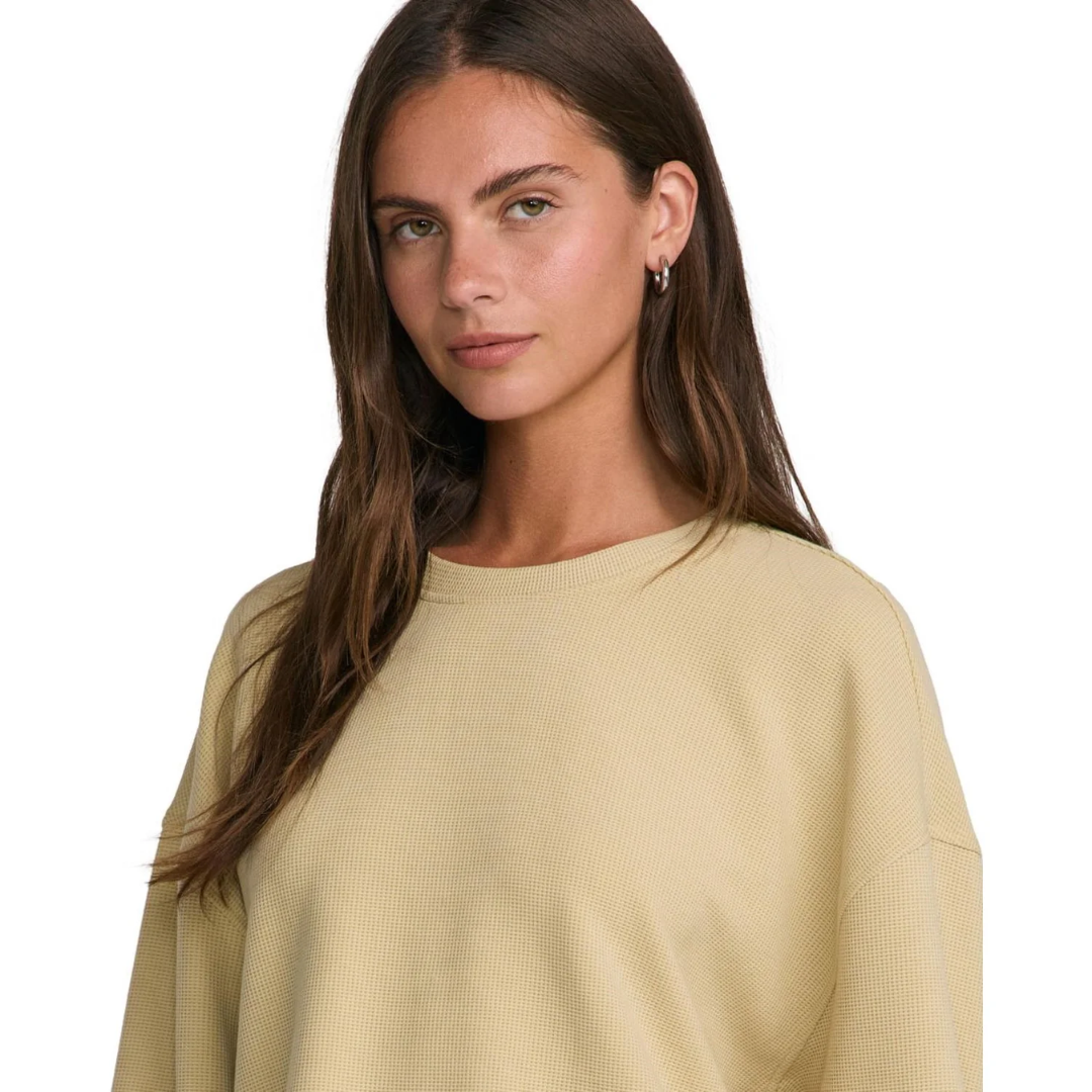 RVCA RVCA Women's Glory Waffle Pullover Crew - Vintage Khaki Vintage Khaki S Womens Pull Over Hoodies