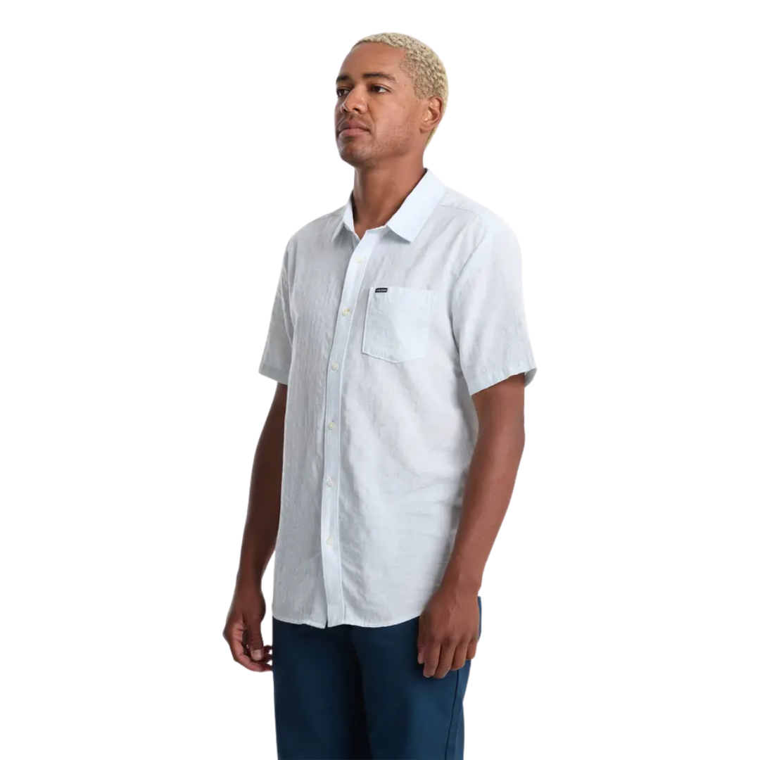 Volcom Volcom Men's Bankstone II Short Sleeve Button Up Light Blue Acid S Mens Button Up Short Sleeve Shirts