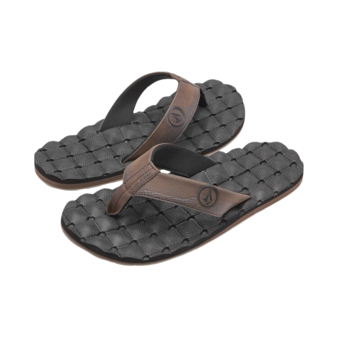 Volcom Volcom Men's Recliner Sandals - Brown Stone Brown Stone 9 Mens Sandals Flip Flop 5 to 11