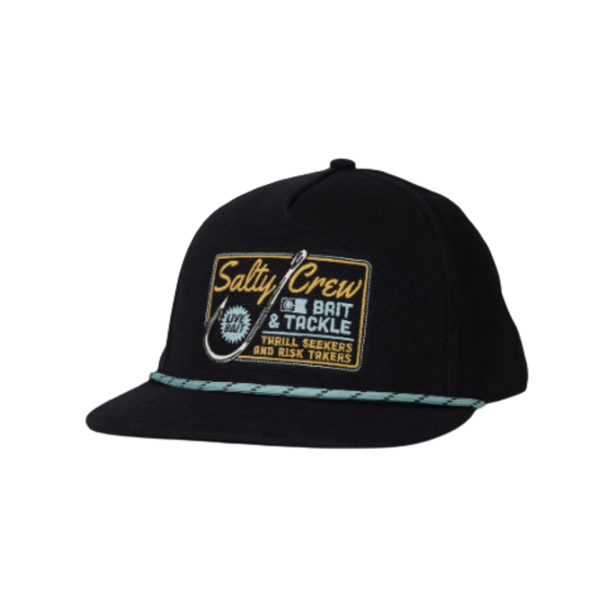 Salty Crew Salty Crew Men's Hooked Up Snapback Black 1SZ Mens Hats Flat Brim