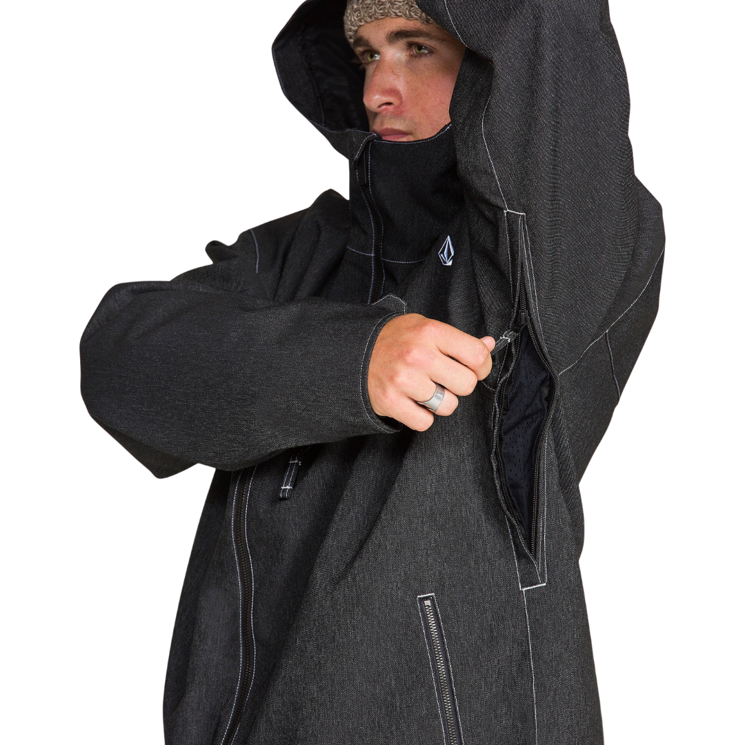 Volcom Volcom Men's Top Stitch Jacket - Black Denim Black Denim M Mens Insulated Snowboard Jacket