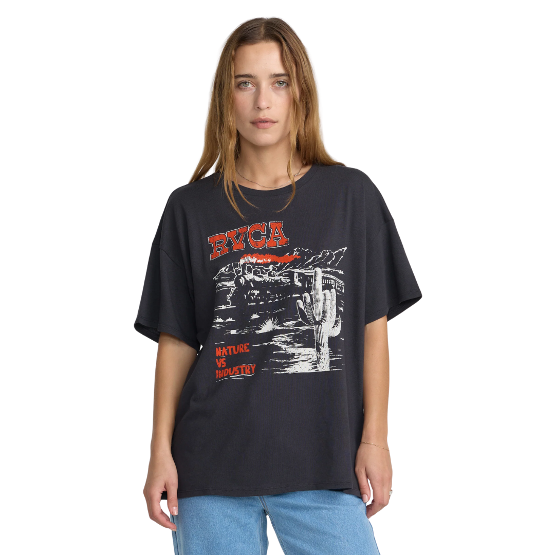 RVCA RVCA Women's Desert Sands Oversized Tee - Washed Black Washed Black XS Womens T-Shirts