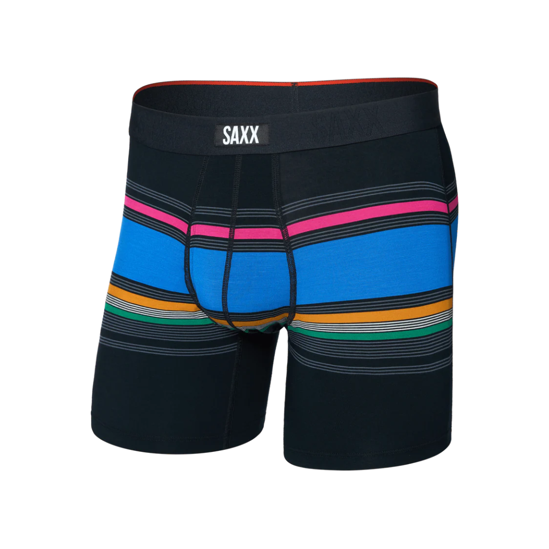 Boxer Saxx Vibe XTRA Fly pour homme - Rayures rétro - Multicolore
