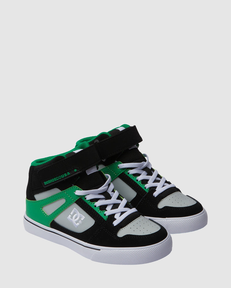 DC DC Pure Boys High Tops Shoes -Black/Kelly Green Black/Kelly Green 11 Youth Boys High Tops 5T to 13T and 1 to 7 US Size