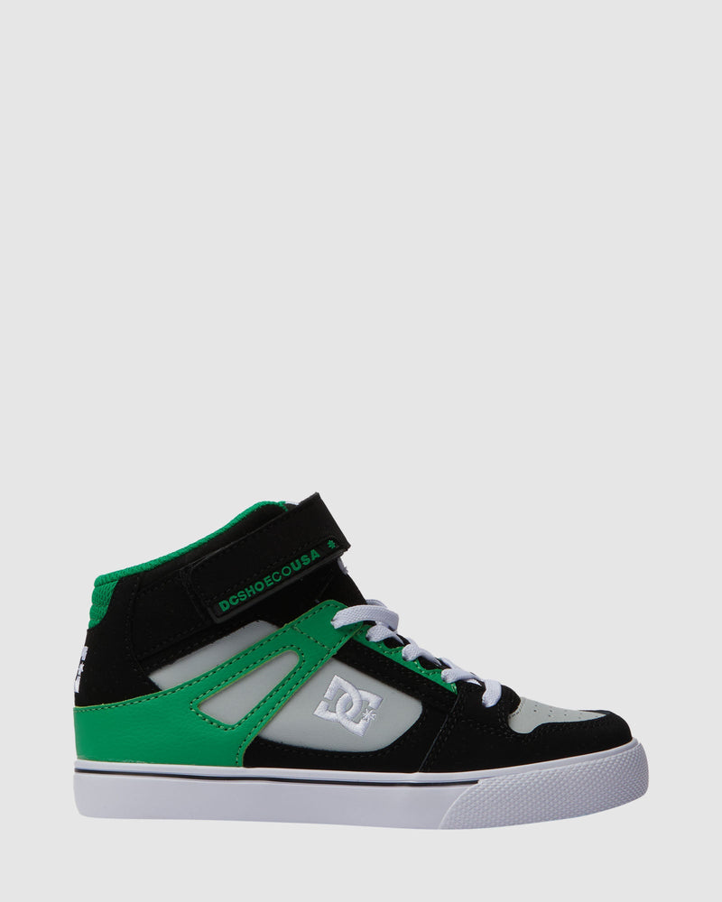 DC DC Pure Boys High Tops Shoes -Black/Kelly Green Black/Kelly Green 11 Youth Boys High Tops 5T to 13T and 1 to 7 US Size