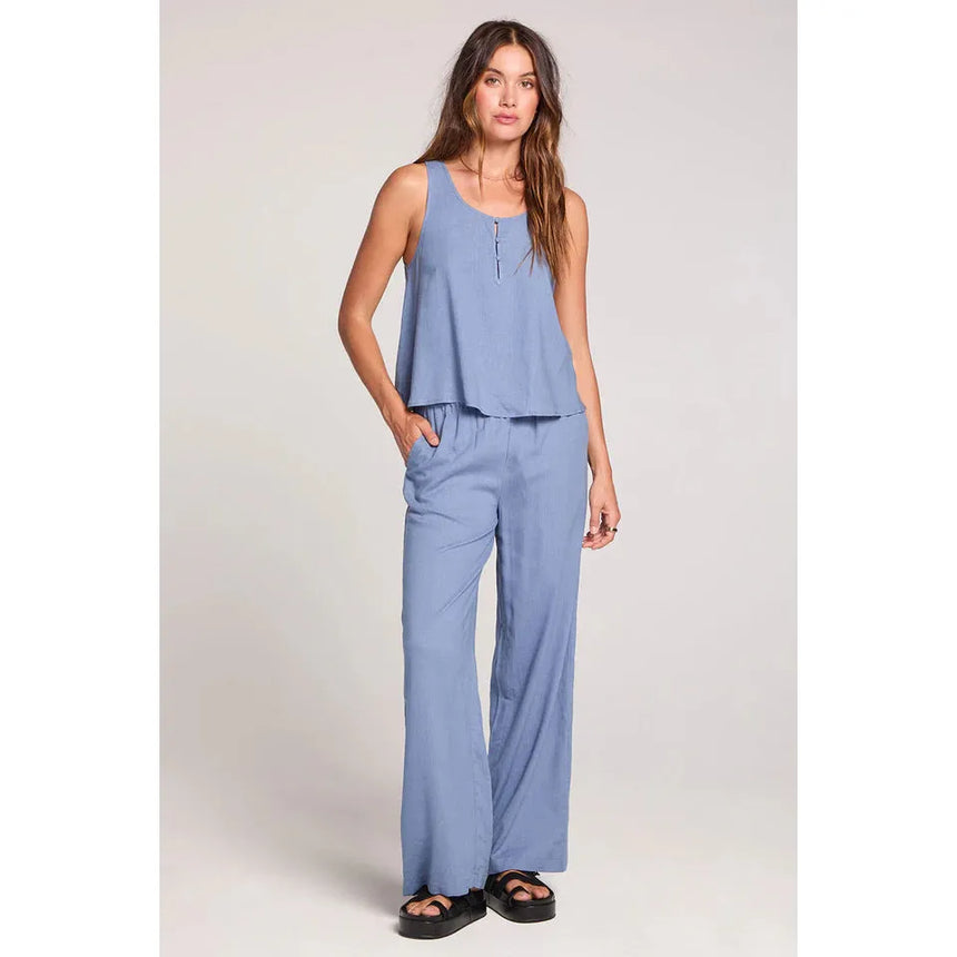 Saltwater Luxe Saltwater Luxe Women's Woven A-Line Tank - Worn Blue Worn Blue S Womens Tank Tops