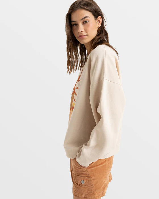 Roxy Roxy Women's Lineup Oversized Crew B Parchment XS Womens Pull Over Hoodies