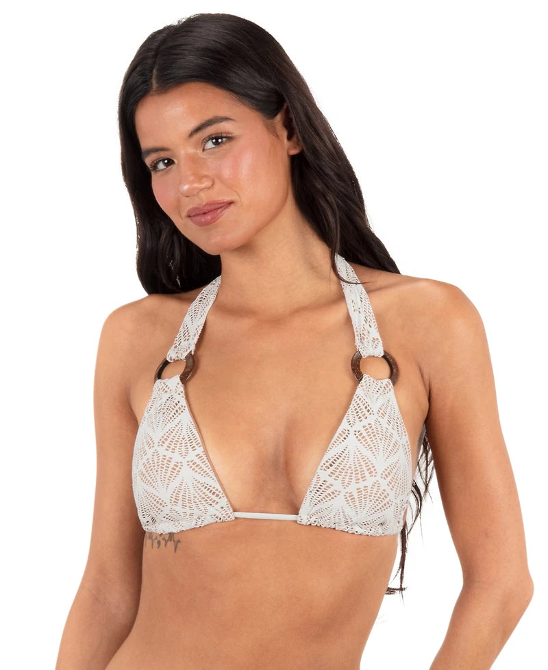 Hurley Hurley Women's Shell Crochet Ring Moderate Scoop Bottom - Egret Egret S Womens Bikini Bottoms
