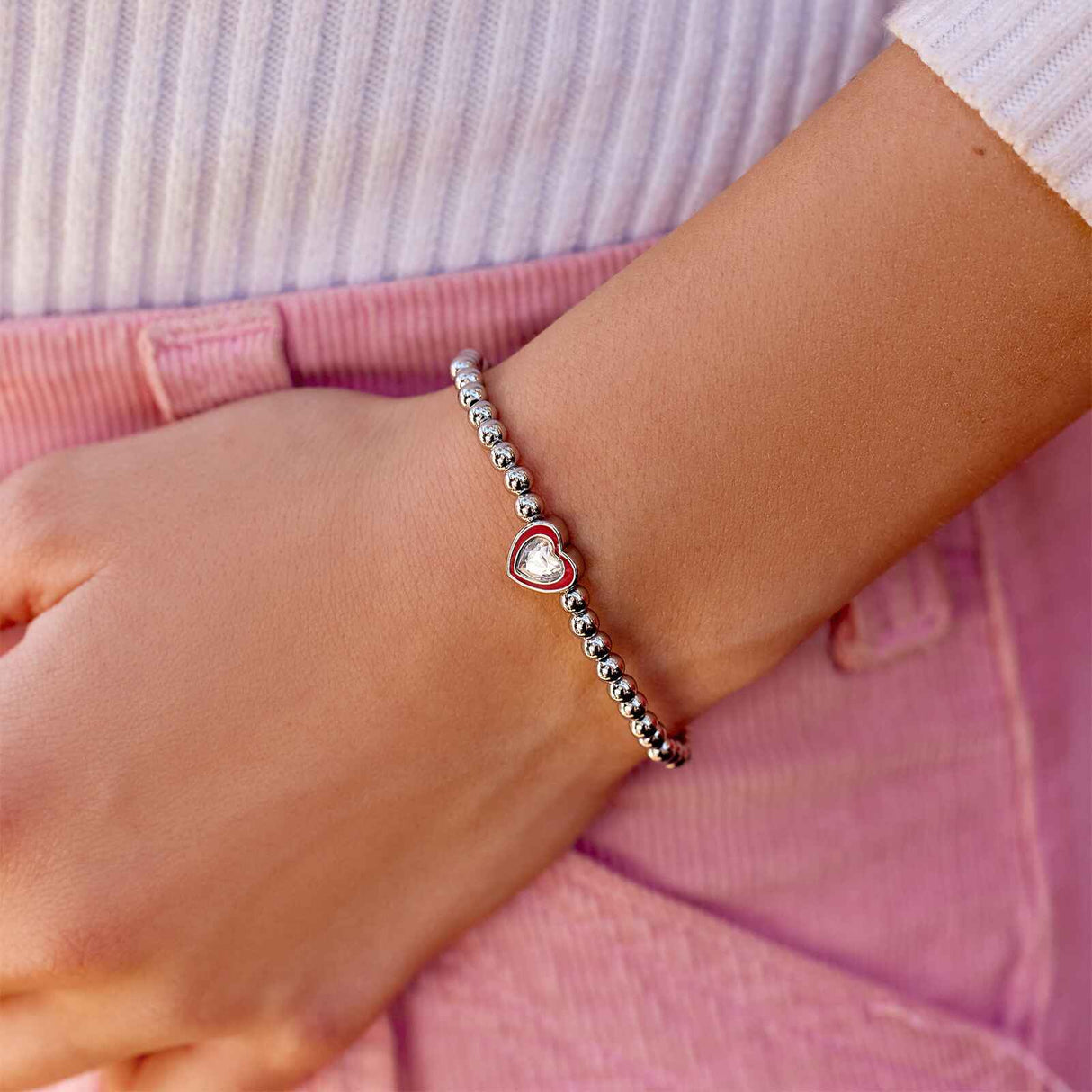 Pura Vida Stone & Enamel Heart Stretch Bracelet - alternate view
