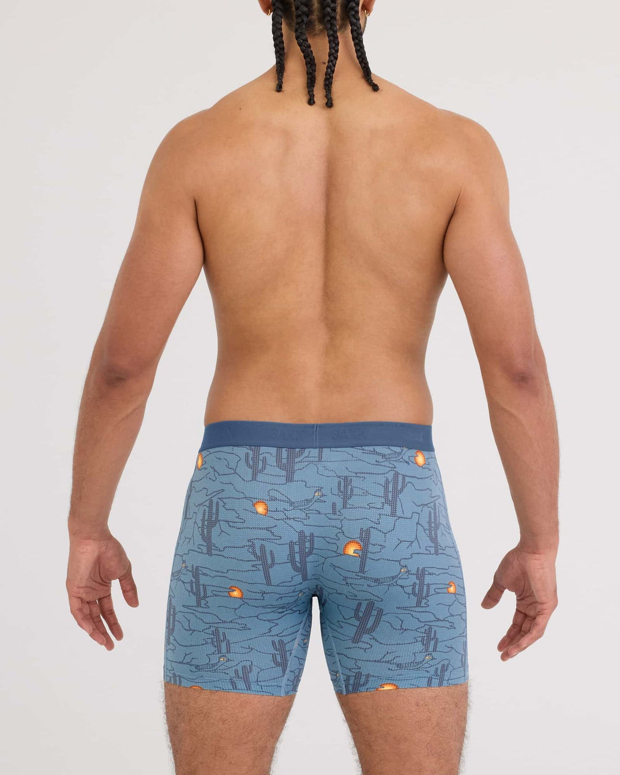 Saxx Saxx Men's Quest Quick-Dry Mesh Boxer Brief Fly - Canyonlands-Washed Blue Canyonlands-Washed Blue M Mens Boxer Brief Underwear