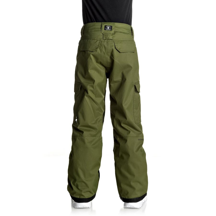 dc Banshee Snow Pants boys 8-1 back view youth snowboard pants military green edbtp03006-gry0