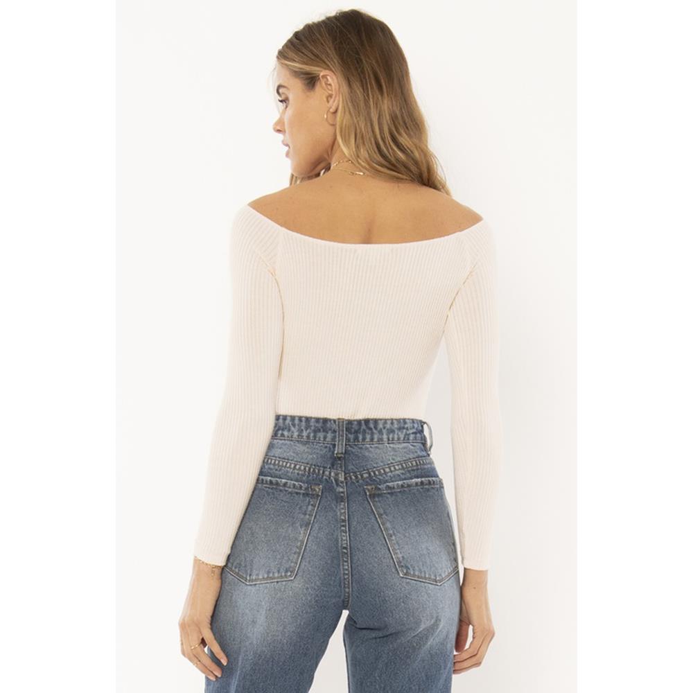 a902ntre-shl Amuse Society Trevi Knit Bodysuit shell back