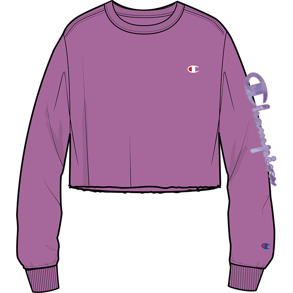 Champion Womens Boyfriend Long Sleeve Cropped Tee