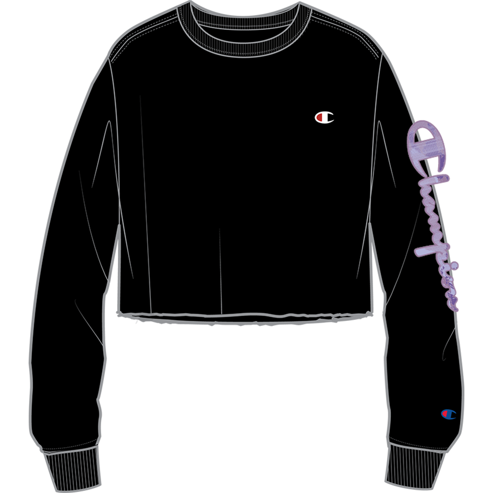Champion Womens Boyfriend Long Sleeve Cropped Tee